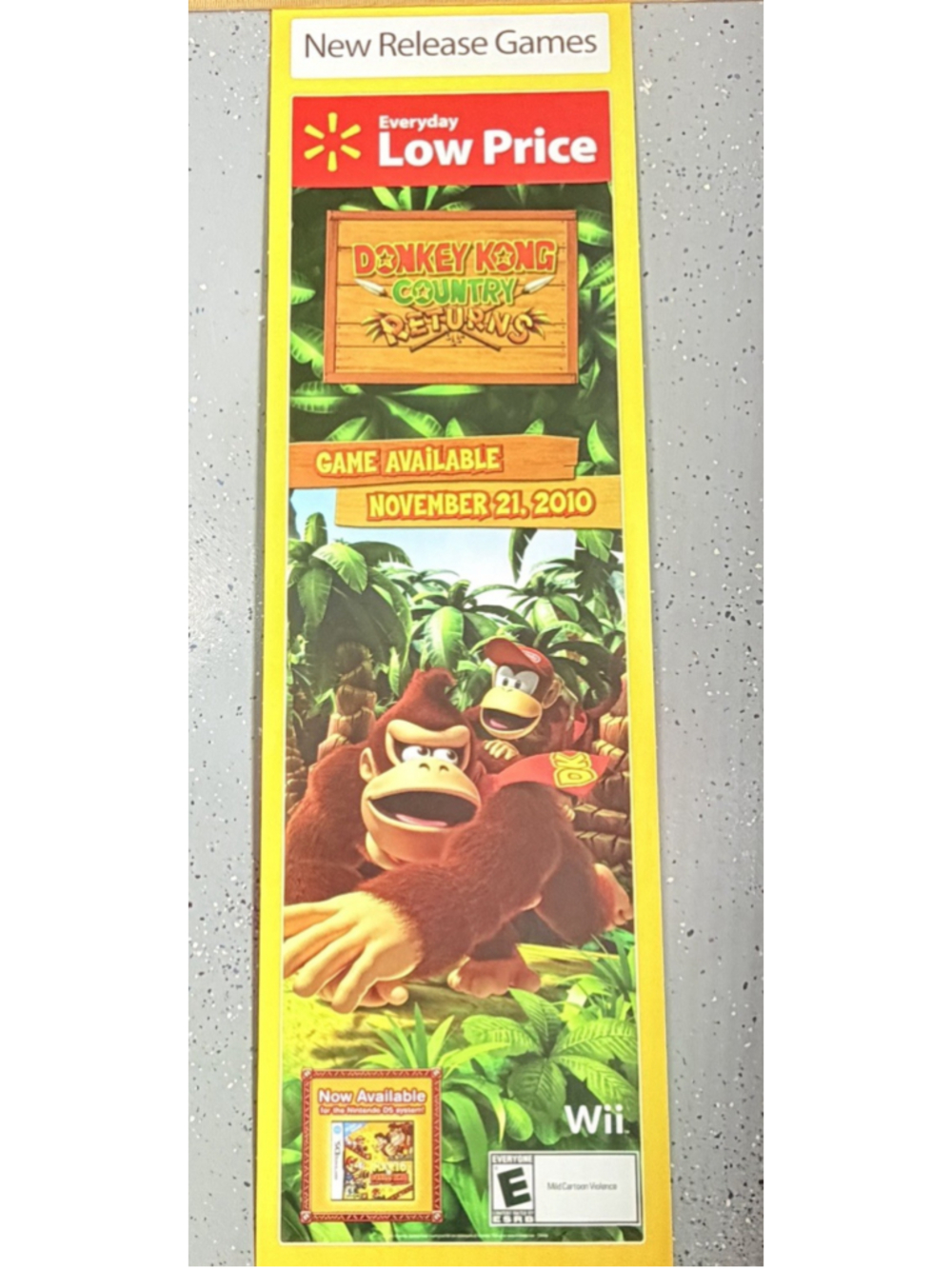 Donkey Kong Country Returns Walmart Wii Promo Poster PVC Plastic 18x56